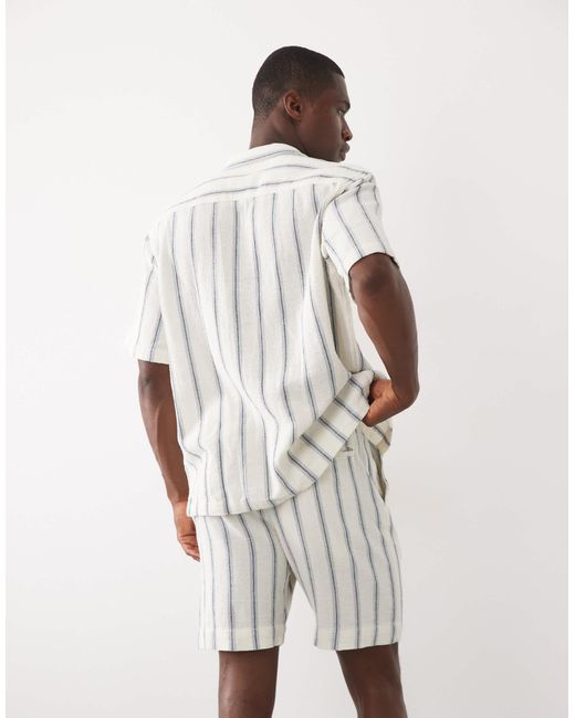 Short d'ensemble texturé 100 % coton - rayures es SELECTED pour homme en coloris Natural