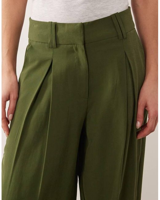 Aware Green High Waisted Pleat Front Trousers