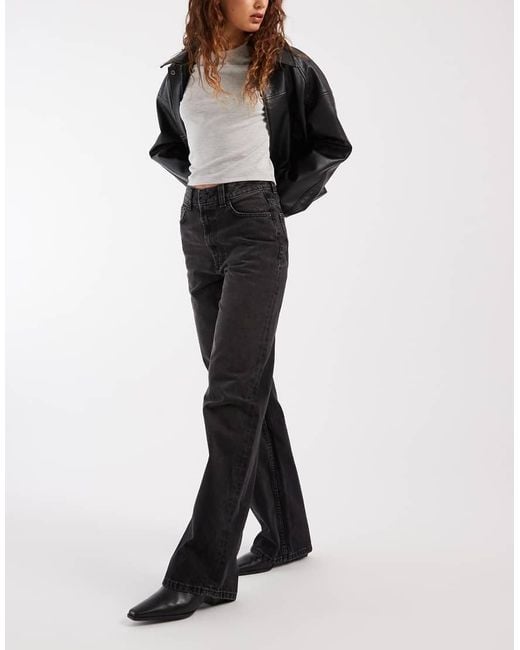 ASOS Dad Jeans Met Wijde Pijpen in het Black