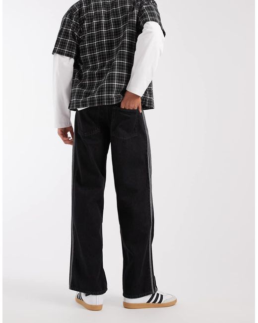 Adidas Originals Black Firebird Loose Fit Jeans for men