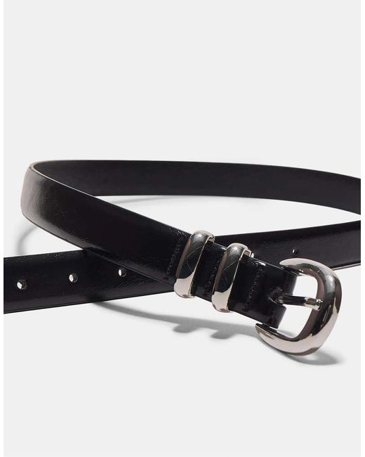 Stradivarius White Basic Shimmery Leather Effect Belt