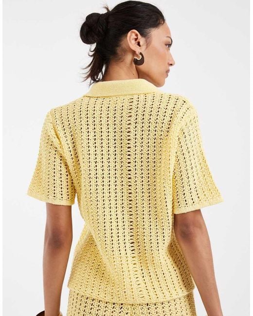 ASOS Metallic Knit Crochet Polo Top