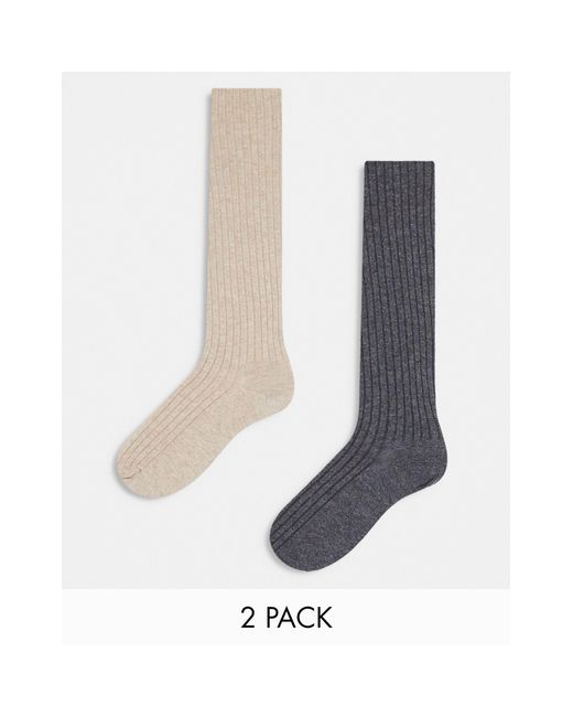ASOS White 2 Pack Rib Knee High Socks