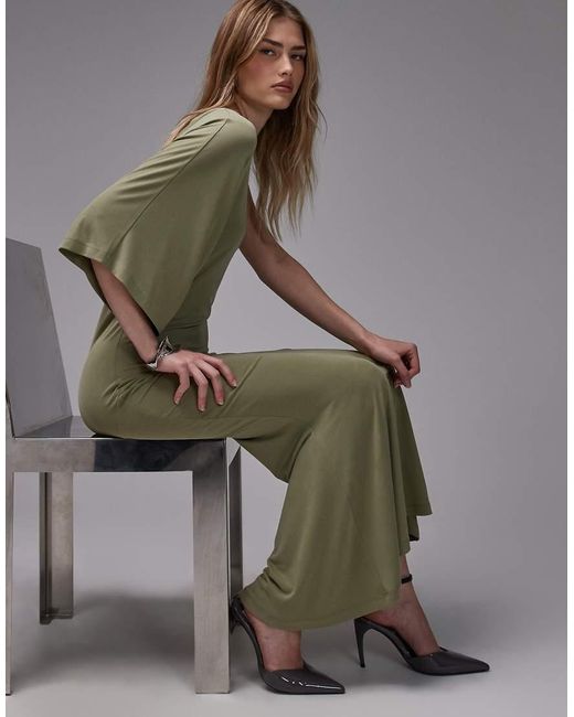 ASOS Gray One Sleeved Maxi Fishtail Dress