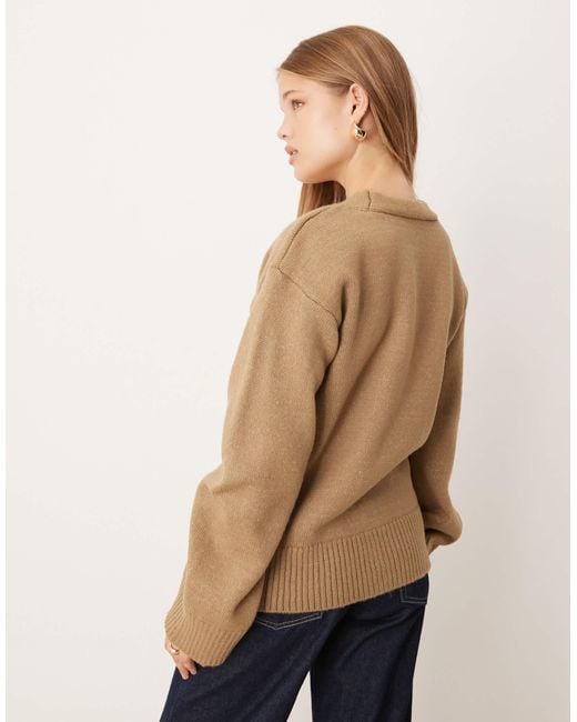 ASOS Natural Knitted Oversized Cardigan