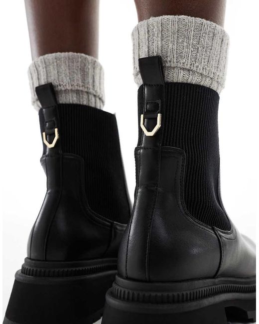 Botas Chelsea Negras De Media Caña Con Suela Gruesa Becky De -Negro London Rebel de color Black