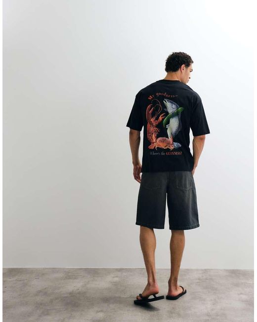 ASOS Blue Oversized Tee With Guinness Print for men