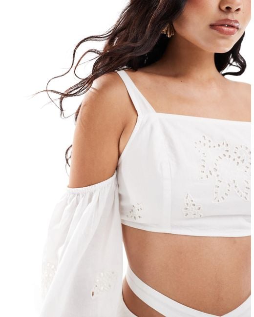 ASOS White Cutout Cutwork Top