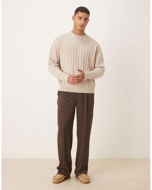 Pull oversize ras ASOS pour homme en coloris Natural