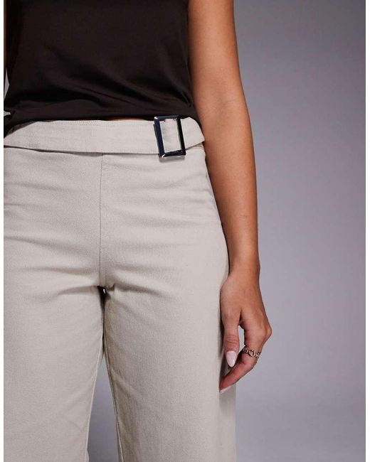 The Frolic Natural Exclusive Cotton Denim Metal Belt Detailing Wide Leg Trouser