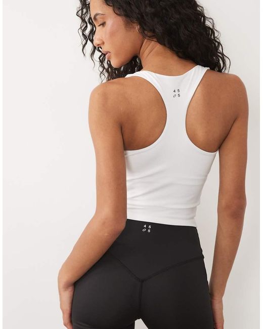 4505 White Active Scoop Neck Racer Back Vest With Inner Bra