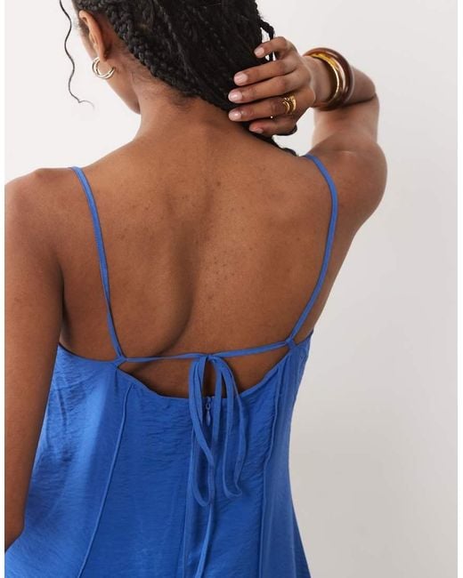 Mango Blue Seam Detail Strappy Maxi Dress
