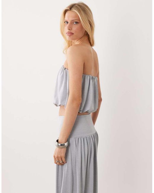 ASOS Gray Co-ord Bubble Hem Drape Bandeau Top