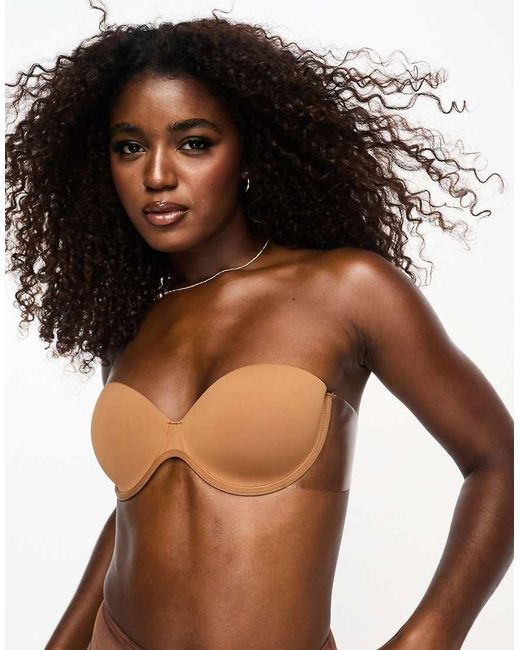 ASOS Brown Moulded Strapless Backless Bra With Stick On Wing