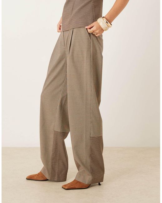 ASOS Natural – elegante barrel leg hose mit verschiedenen karomustern, kombiteil