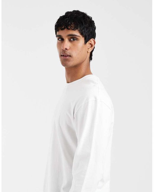 ARKET White Pure Cotton Oversized Long Sleeve T-shirt for men