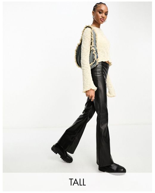 Noisy May White Faux Leather Flare Trousers