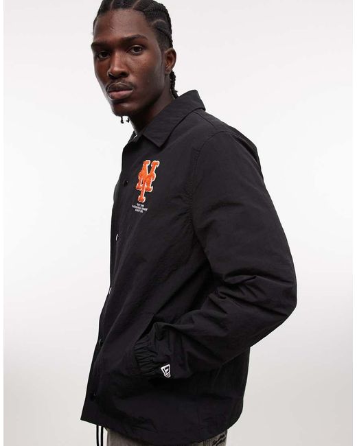 KTZ Black Ny Mets Coaches Jacket With Back Print for men