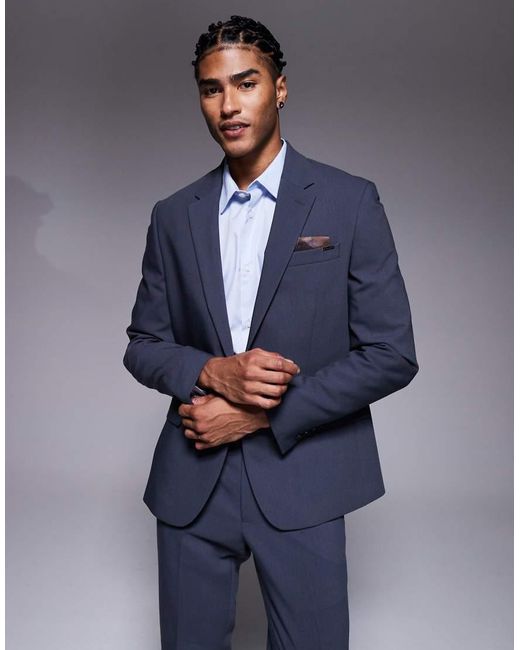 River Island Blue Skinny Fit Suit Jacket for men