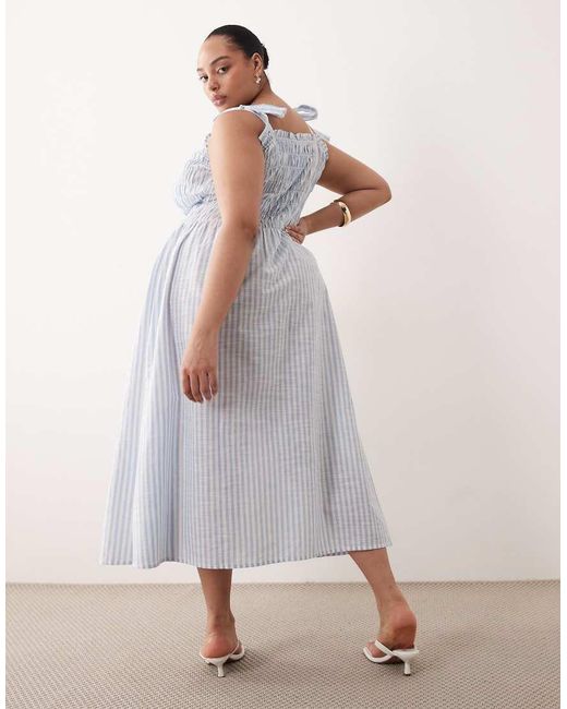 Esmee Curve Purple Tie Strap Shirred Maxi Beach Dress