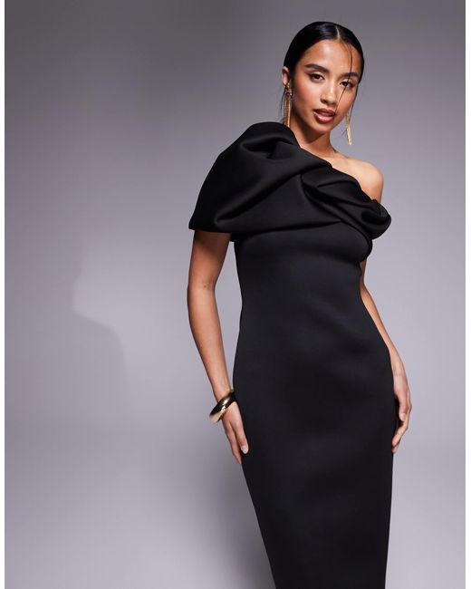 ASOS Blue Asos design petite – trägerloses strukturiertes midikleid aus neoprenartigem material