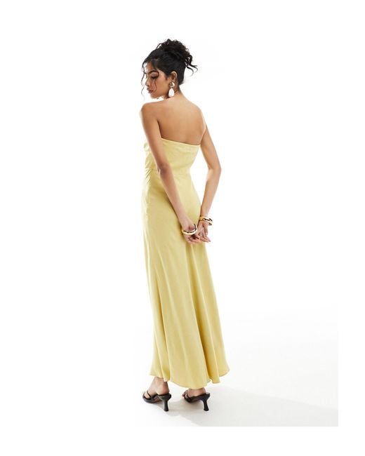 4th & Reckless Yellow Bandeau Linen Maxi Dress