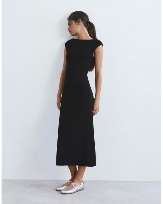 Pull&Bear Black Midi Dress