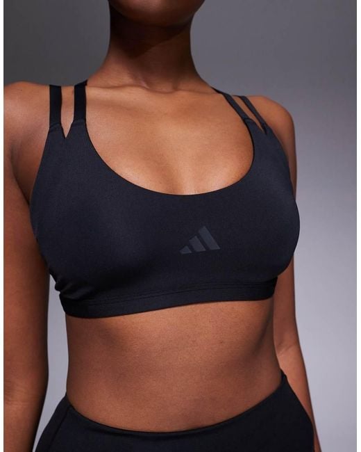 Adidas Originals Gray Adidas Training Optime Double Strap Light Support Sports Bra
