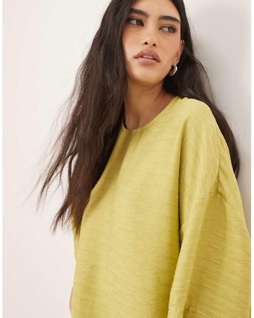 ARRANGE Natural Oversized Textured Boxy Woven T-shirt