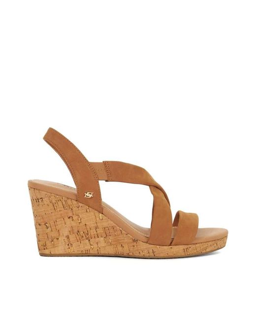 Dune Brown Kamies Wedged Heels
