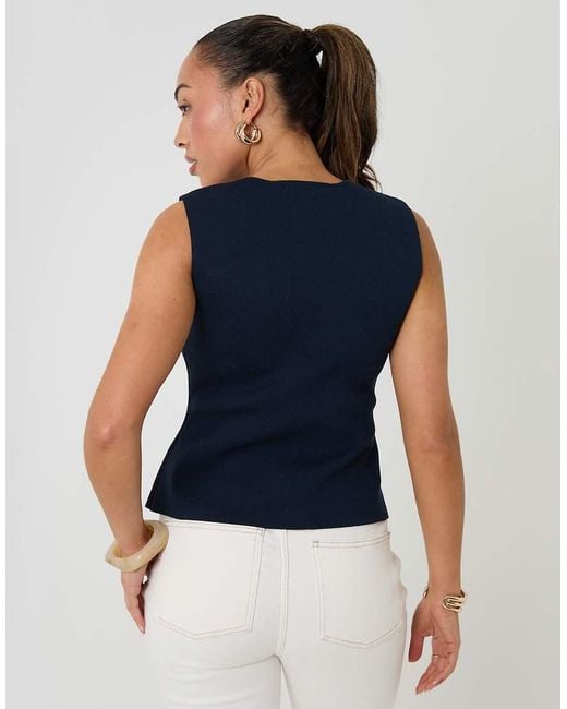 Threadbare Blue V-Neck Knitted Waistcoat