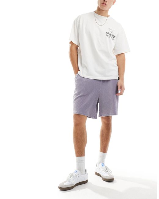 ASOS – shorts aus geripptem velours in Purple für Herren