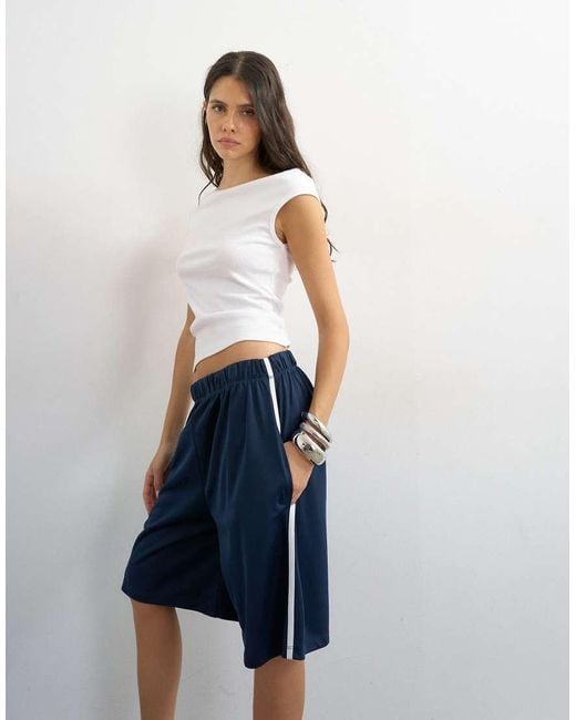 TOPSHOP Blue Sport Stripe Detail Shorts