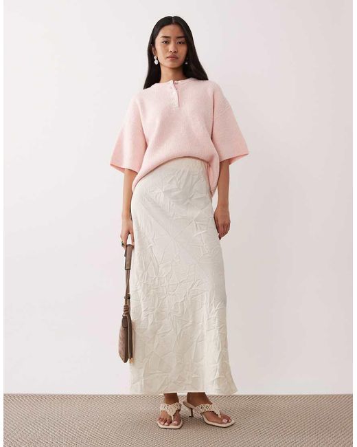 Pretty Lavish Pink Fluffy Knit Button Detail Top