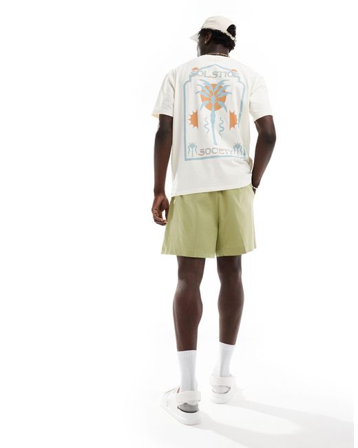 T-shirt vestibilità comoda sporco con stampa "solstice society" sulla schiena di ASOS in White da Uomo