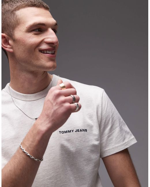 Tommy Hilfiger Gray Diagonal Backprint Logo T-Shirt for men
