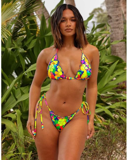 Kulani Kinis Green Neon Sunset Triangle Bikini Top