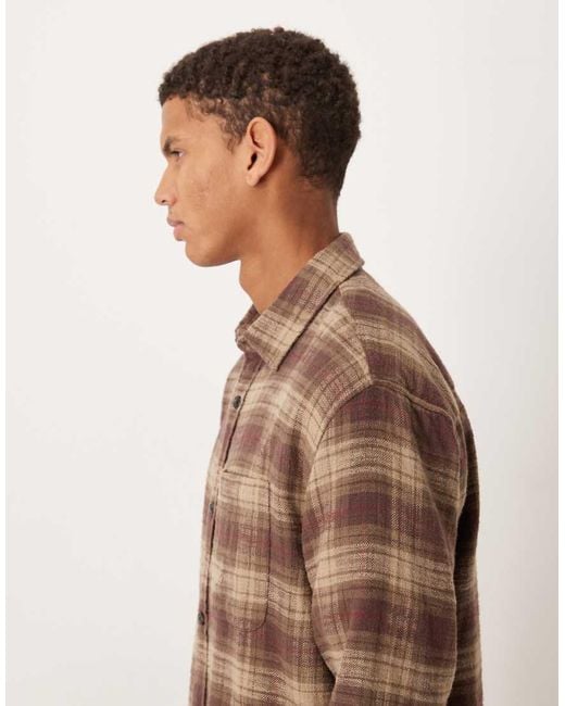 Abercrombie & Fitch Natural Long Sleeve Cropped Flannel Shirt for men
