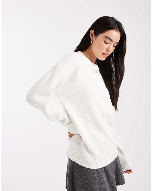 Jersey Blanco Porcelana Con Cuello Redondo Luxe De Cotton On de color White