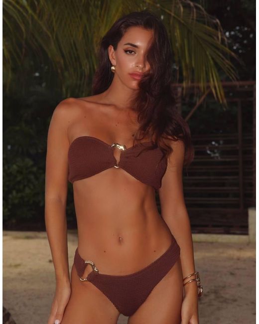 Moda Minx Brown Mangole Scrunch Fixed Bikini Bottoms