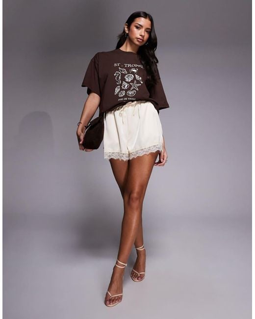 The Frolic Brown Exclusive Cotton 'st Tropez' Shell Front Graphic T-shirt