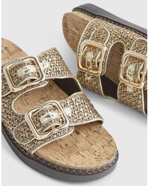 River Island Natural Double Strap Footbed Sandals