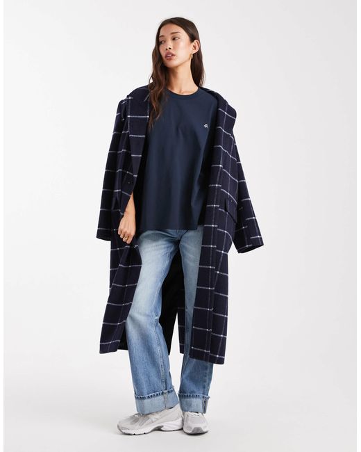 4th & Reckless Blue Cotton Rich Embroidered Logo 'sunday' Back Graphic Oversized T-shirt