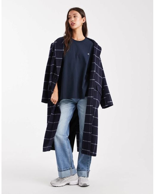 4th & Reckless Blue Cotton Rich Embroidered Logo 'sunday' Back Graphic Oversized T-shirt