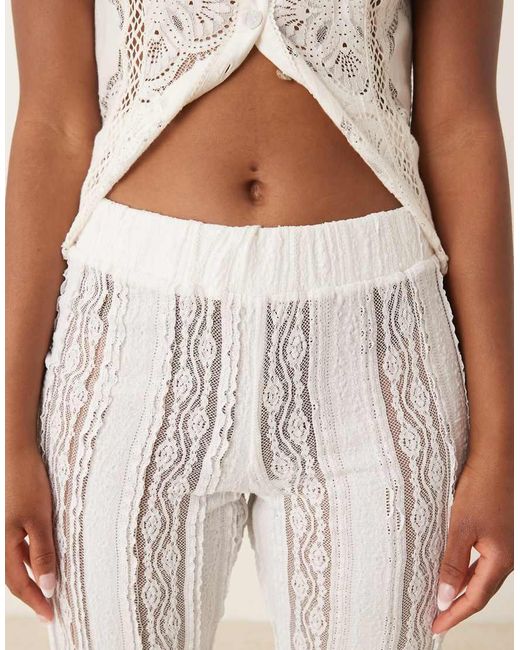 ASOS Natural Extreme Flare Textured Straight Leg Trouser
