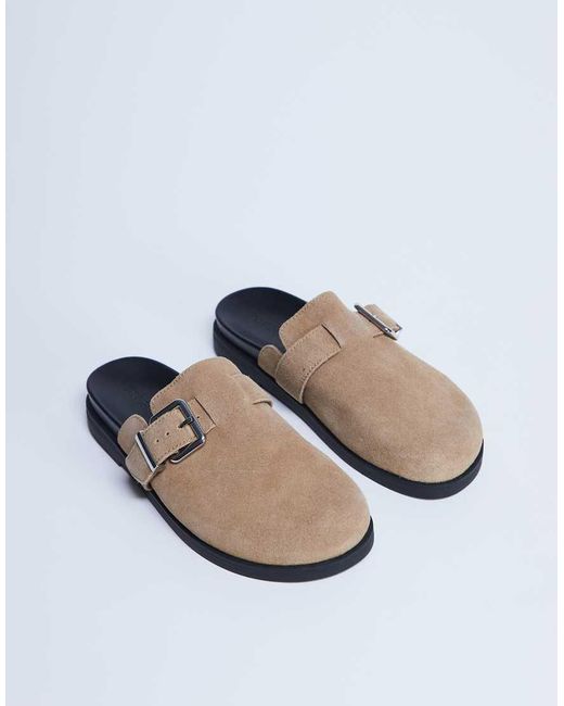 TOPSHOP White Amy Slip On Mules With Buckle
