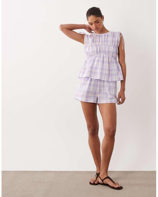 ASOS White Double Layer Playsuit With Tie Detail