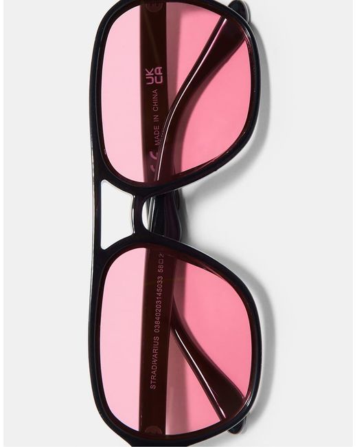 Stradivarius Pink Double Bridge Resin Sunglasses