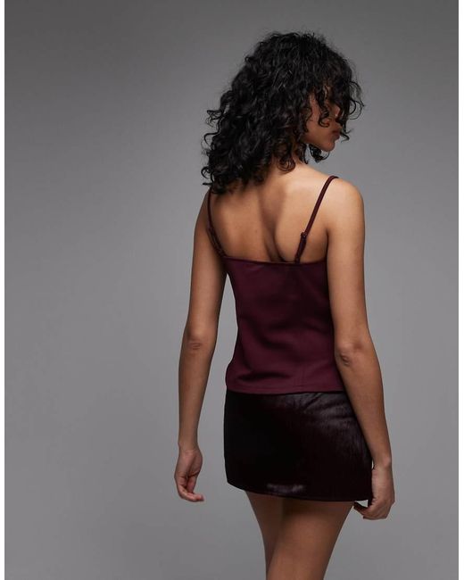 ASOS Purple Slinky Twill Curved Bust Cami Top