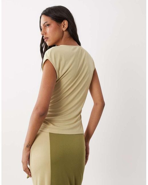 ASOS Green Co-ord Colour Block Short Sleeve Top With Drape Tie Front
